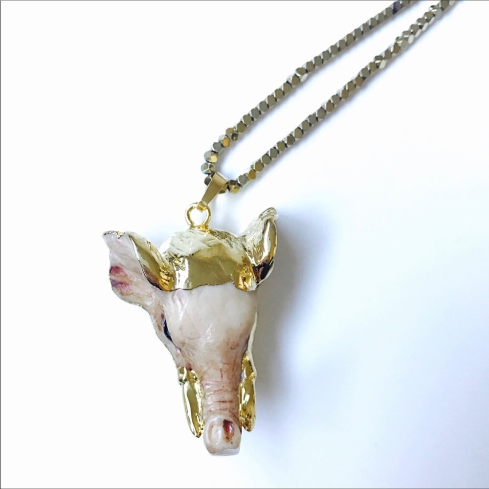 LAST ONE! 14K Gold Dipped Vegan Elephant Pendant - Picture 3 of 8